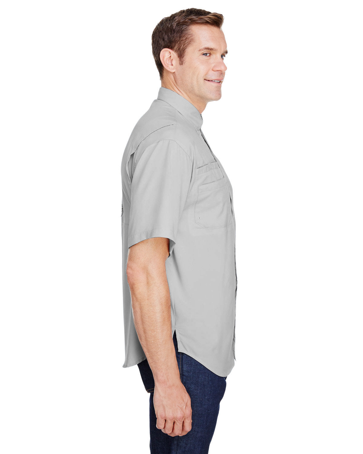 Custom Columbia Mens Tamiami Short-Sleeve Shirt, Cool Grey
