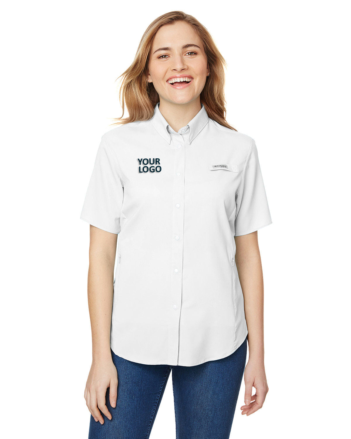 Columbia White 7277 custom work shirts