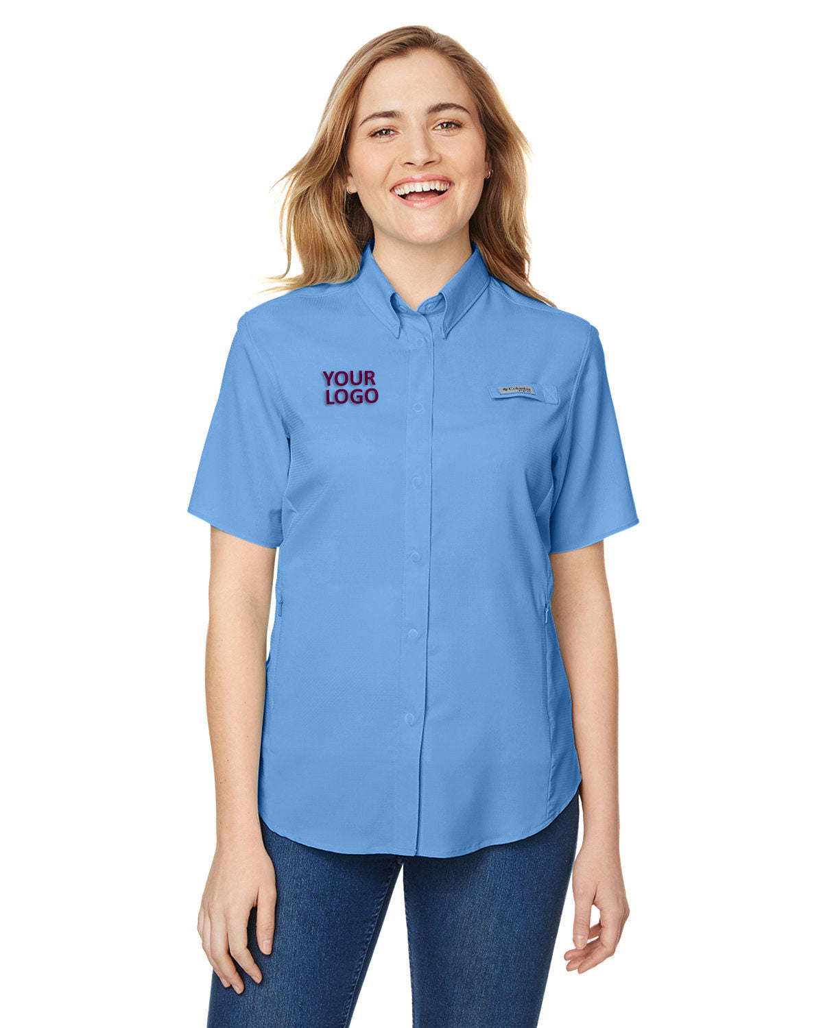 Columbia Whitecap Blue 7277 custom work shirts