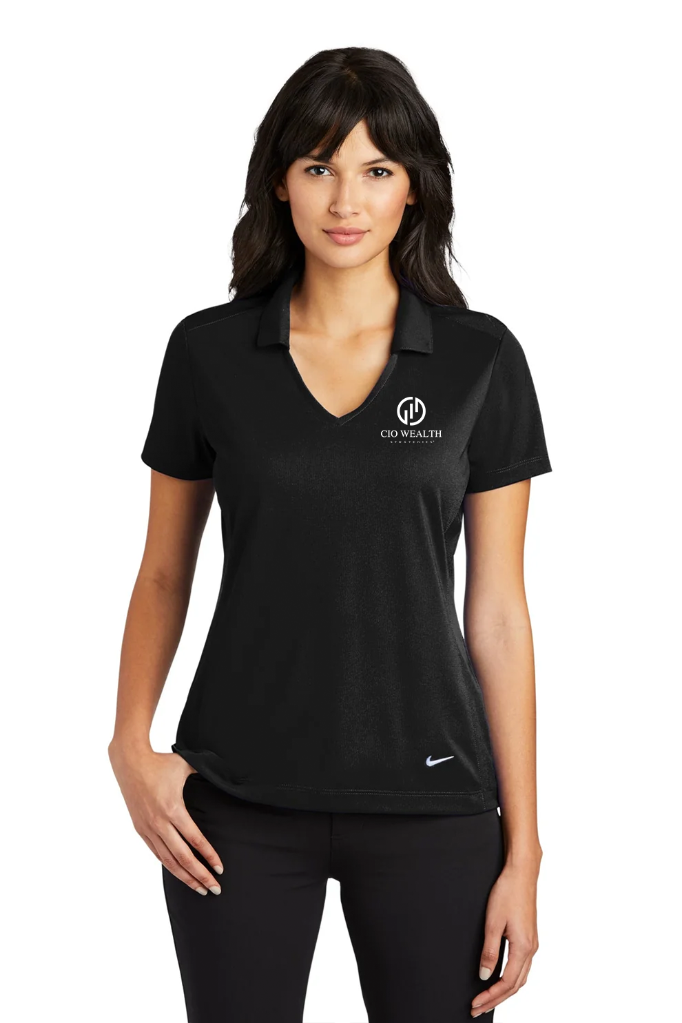Nike Ladies Dri-FIT Vertical Mesh Polo, Black [CIO Wealth Strategies]