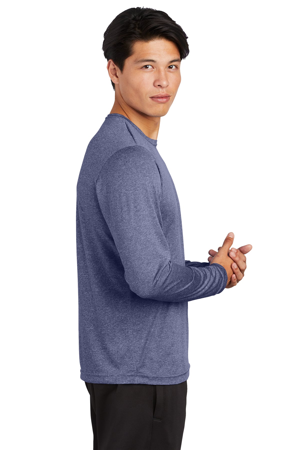 Sport-Tek Long Sleeve Branded Heather Contender Tee's, True Navy Heather [AMERILODGE GROUP]