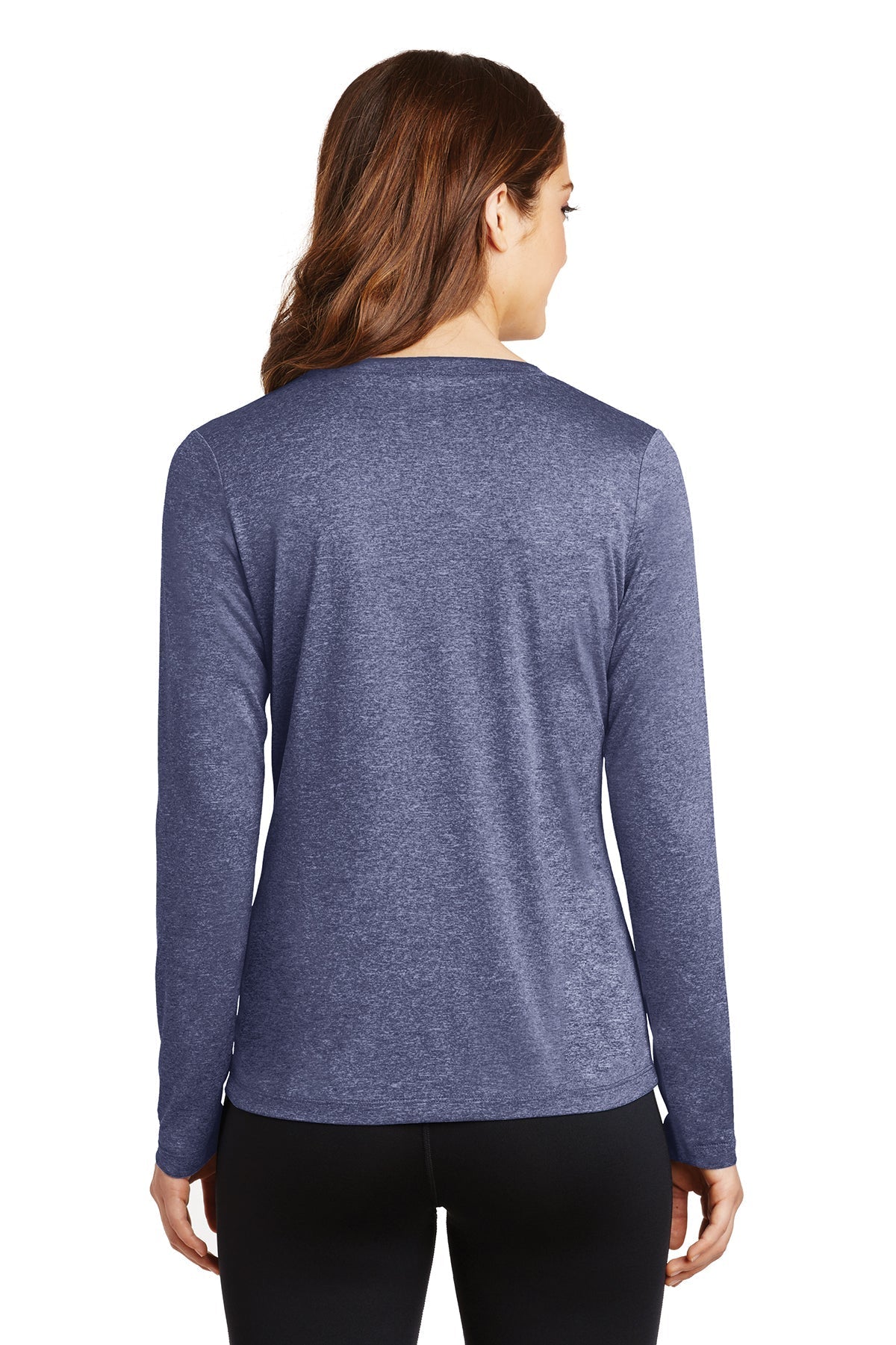 Sport-Tek Ladies Long Sleeve Branded Heather Contender V-Neck Tee's, True Navy Heather [AMERILODGE GROUP]