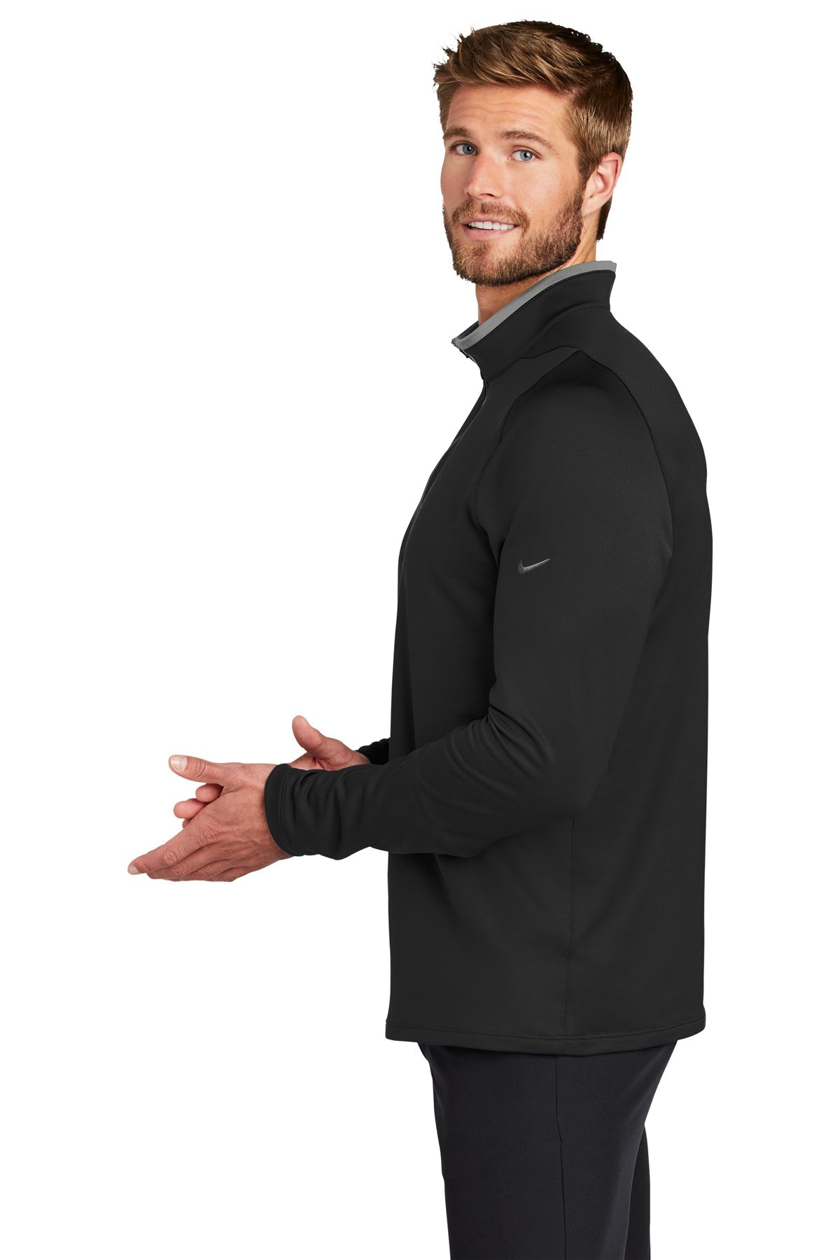 Nike Dri-FIT Stretch Custom Quarter Zip Cover-Ups, Black/ Dark Grey [Transition Franchise Brands]