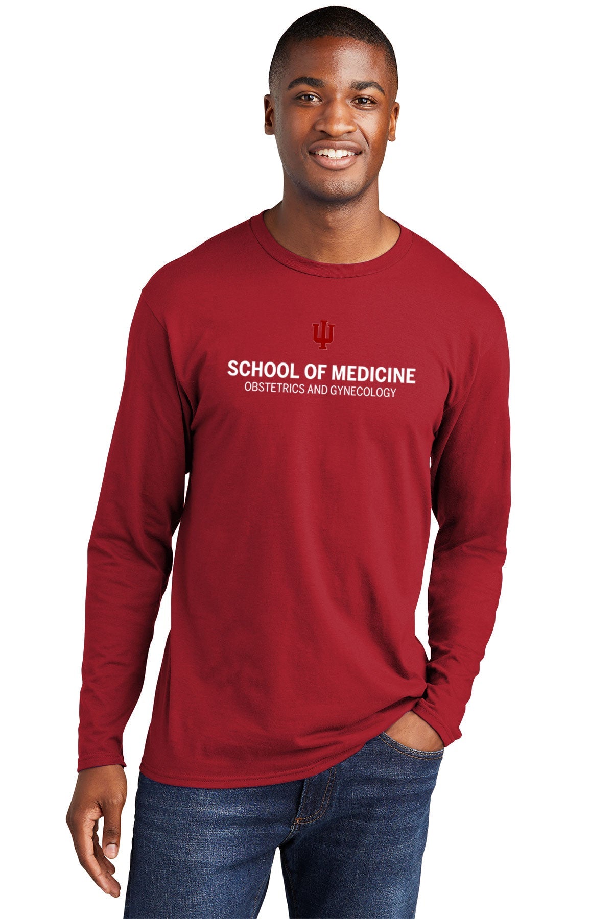 Port & Company Long Sleeve Fan Custom Favorite Tee's, Team Cardinal [Indiana University School of Medicine]