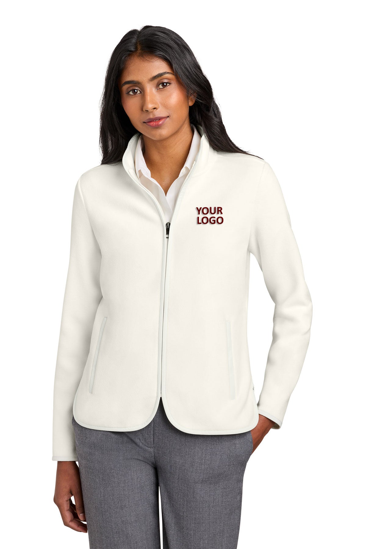 Brooks Brothers Women’s Custom Fleece Jacket, Off White