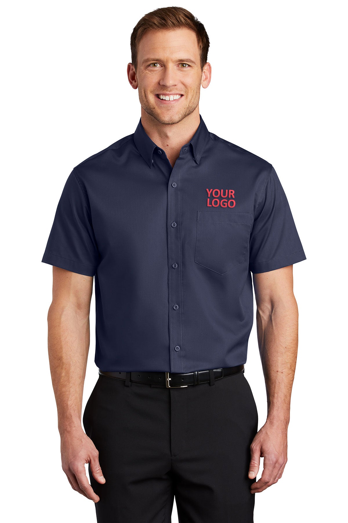 Port Authority Short Sleeve SuperPro Custom Twill Shirts, True Navy [Fooda]