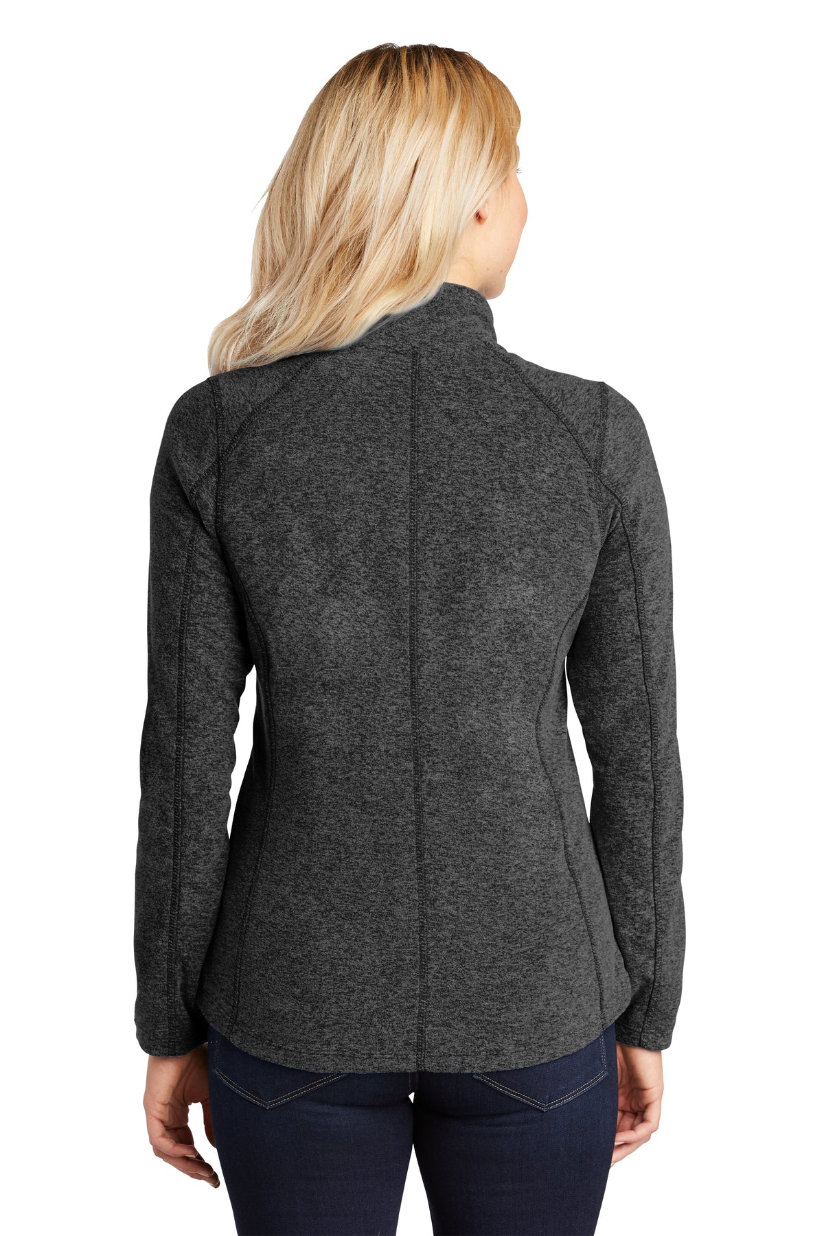 Port Authority Ladies Heather Microfleece Branded Full-Zip Jackets, Black Charcoal Heather [Burtness]