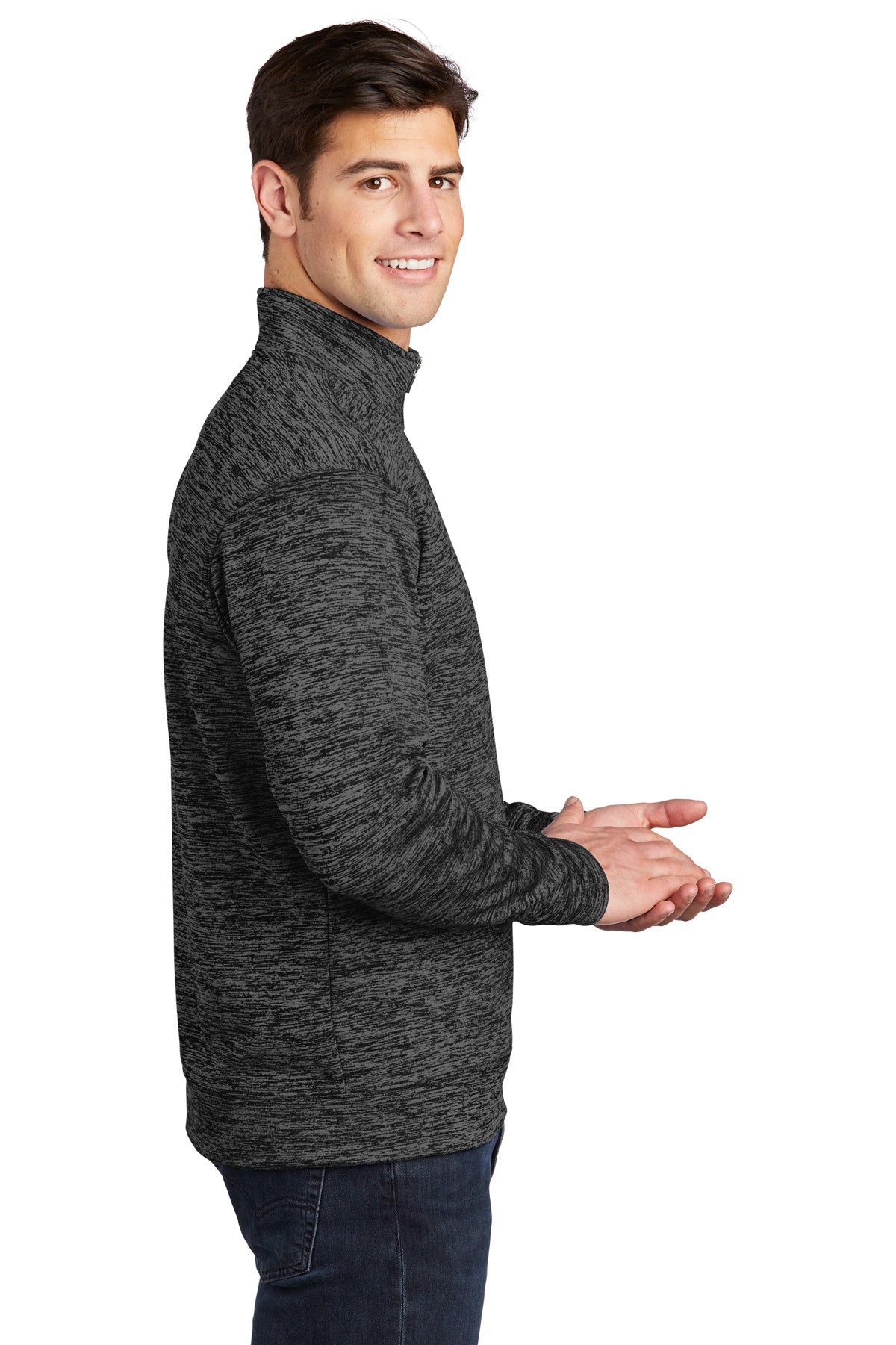 Sport-Tek PosiCharge Electric Heather Fleece Customized 1/4-Zip Pullovers, Grey- Black Electric [Allendale Machinery Systems]