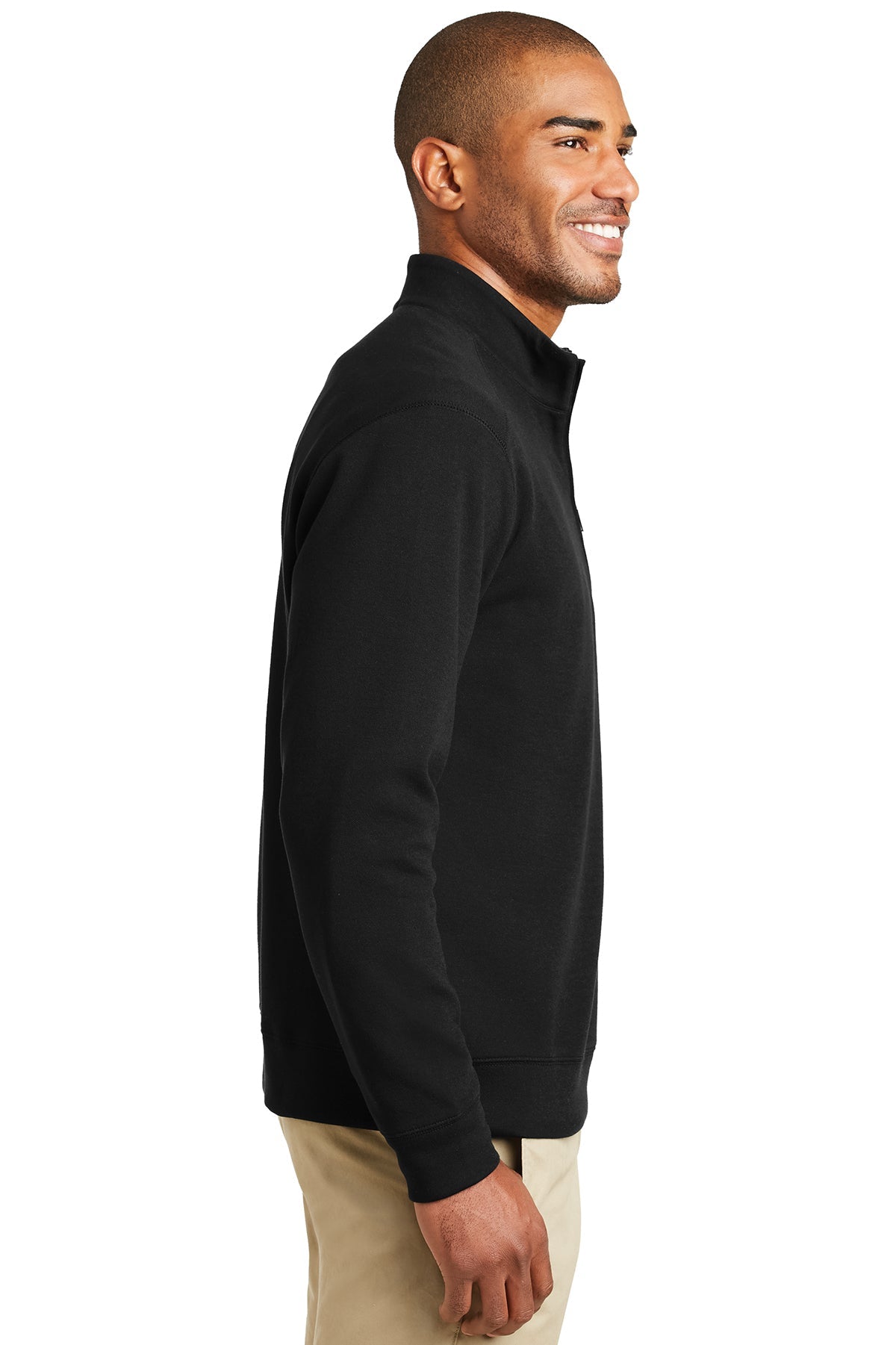Port Authority Interlock Customized 1/4-Zip, Deep Black/ Charcoal Heather [Orange by Fooda]