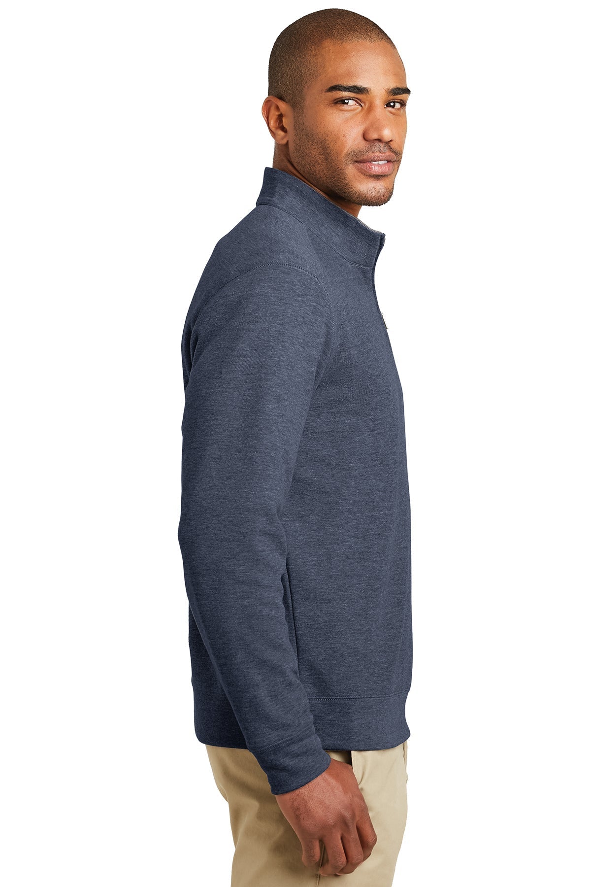 Port Authority Interlock Customized 1/4-Zip, Estate Blue Heather/ Charcoal Heather [CommStar Credit Union]