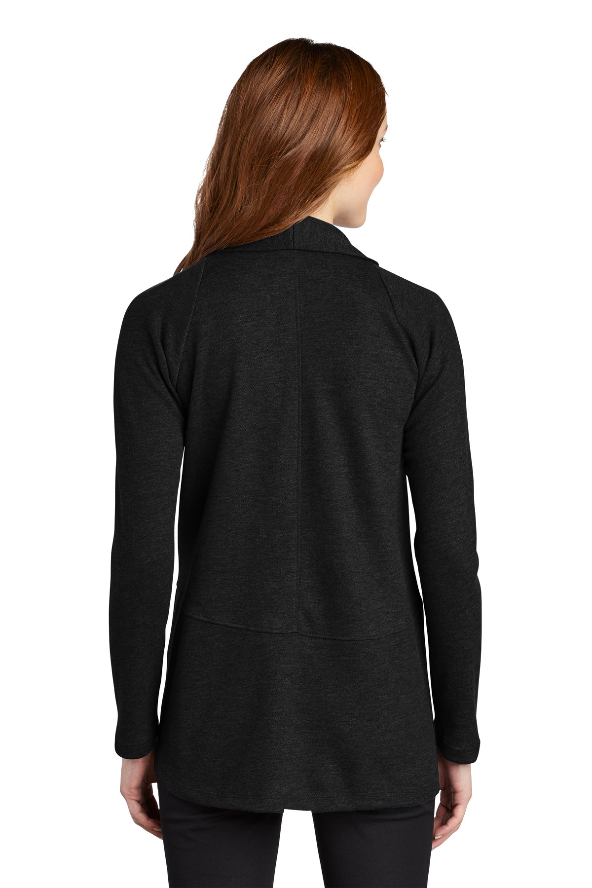 Port Authority Ladies Interlock Customized Cardigans, Deep Black/ Charcoal Heather [High Sky Children's Ranch]