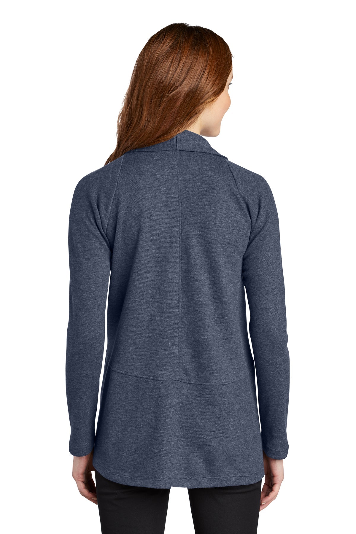 Port Authority Ladies Interlock Customized Cardigans, Estate Blue Heather/ Charcoal Heather [ASI] [ASI]