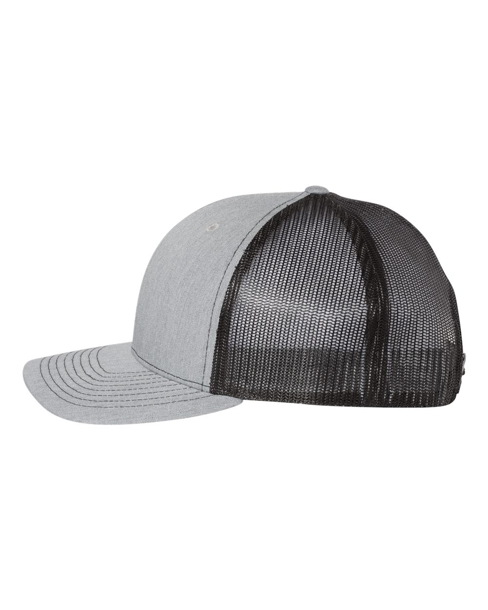 Richardson Five-Panel Custom Trucker Caps, Heather Grey / Black [B&J Evergreen]