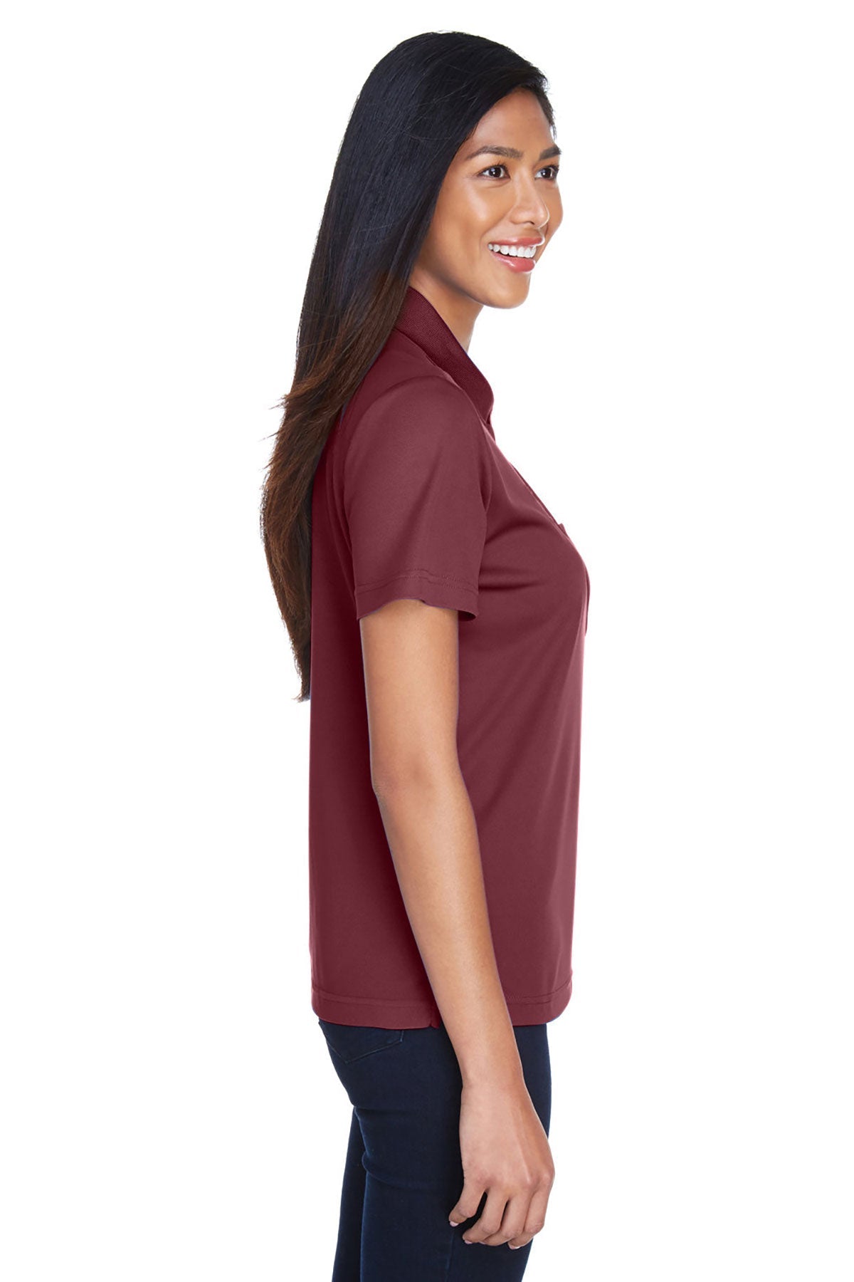 CORE365 Ladies Origin Performance Piqué Custom Polos with Pocket, Burgundy