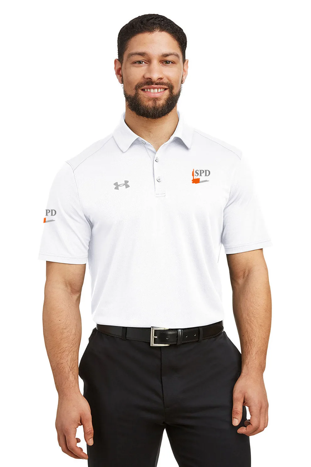 Under Armour Men's Tech Polo, White [Solar Pile Driver]