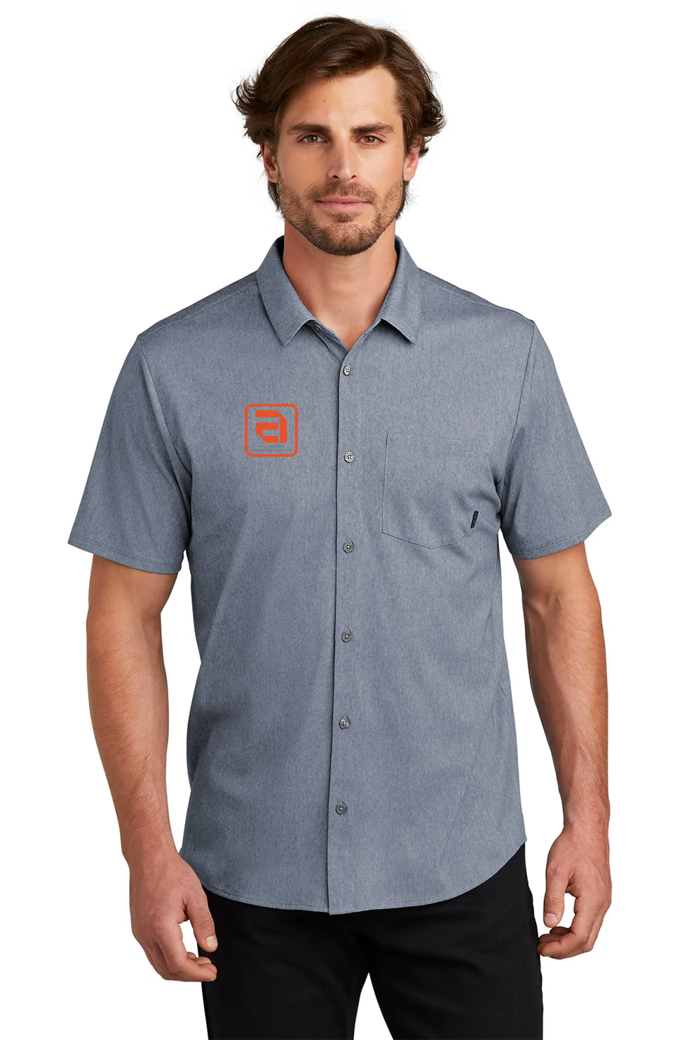 OGIO Extend Short Sleeve Button Down, Deep Blue Heather [AL Adams Construction]