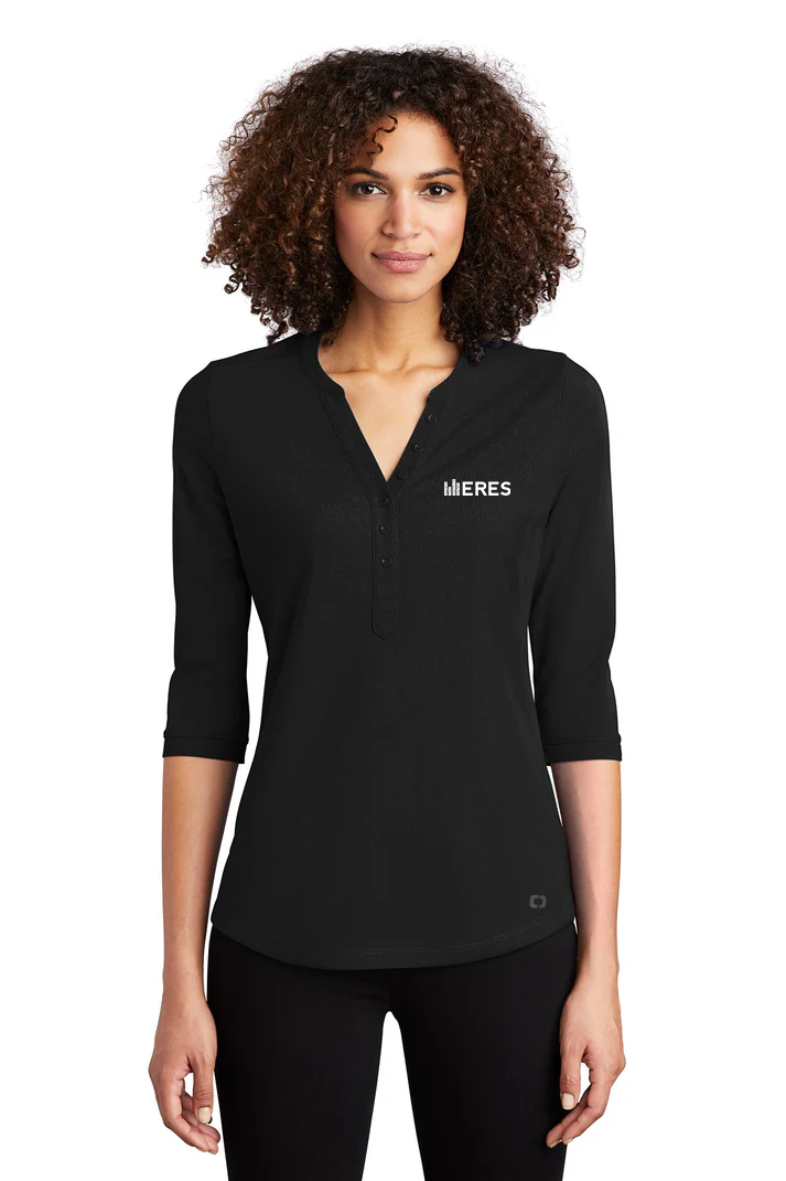 OGIO Ladies Jewel Henleys, Blacktop [ERES]