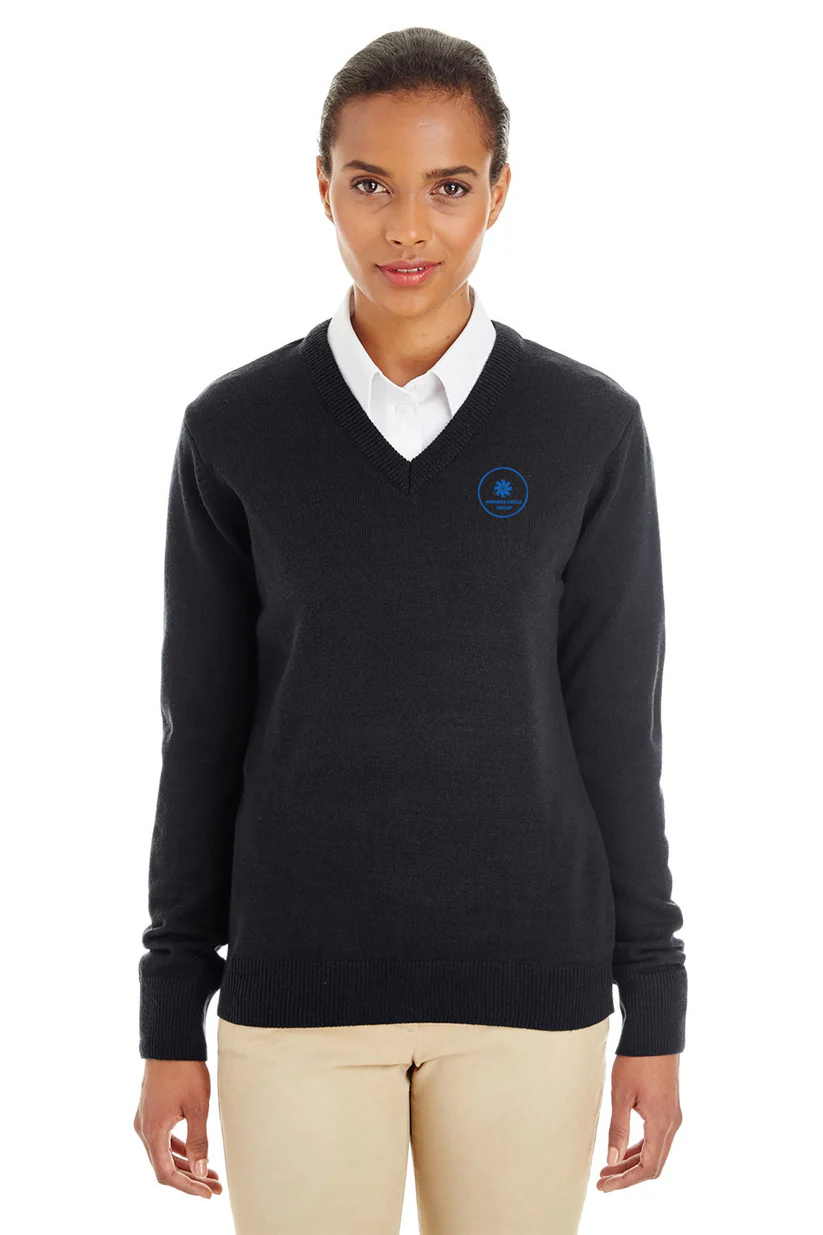 Harriton Ladies Pilbloc V-Neck Sweater, Black [Winners Circle Group]
