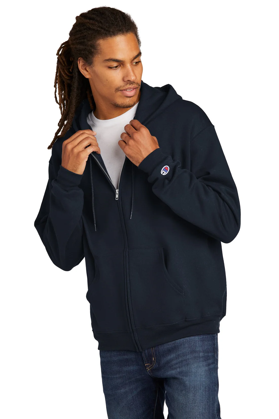Champion Eco Fleece Full-Zip Hoodie, Navy [GuidePoint Security Cloud Security]
