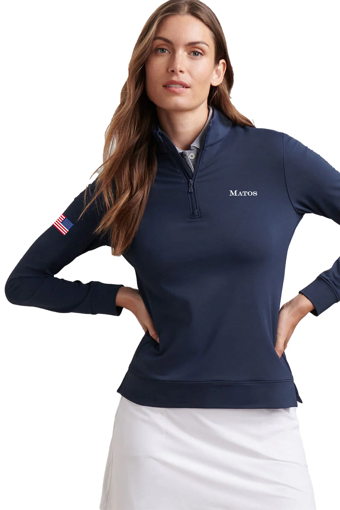 Peter Millar Womens Perth Performance Quarter-Zip, Navy [Matos Builders]