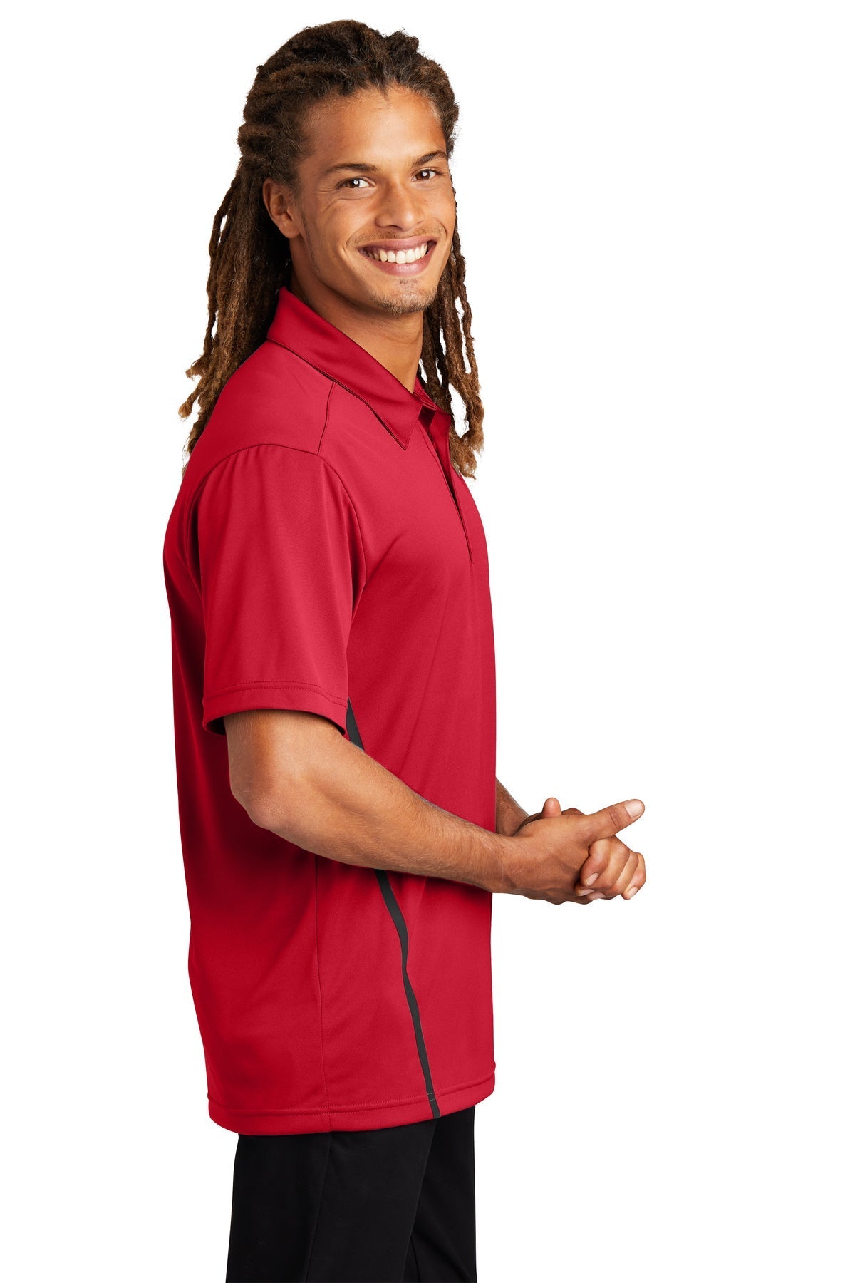 Sport-Tek Contrast PosiCharge Customized Tough Polos, Deep Red/ Black [NexTech Solutions]