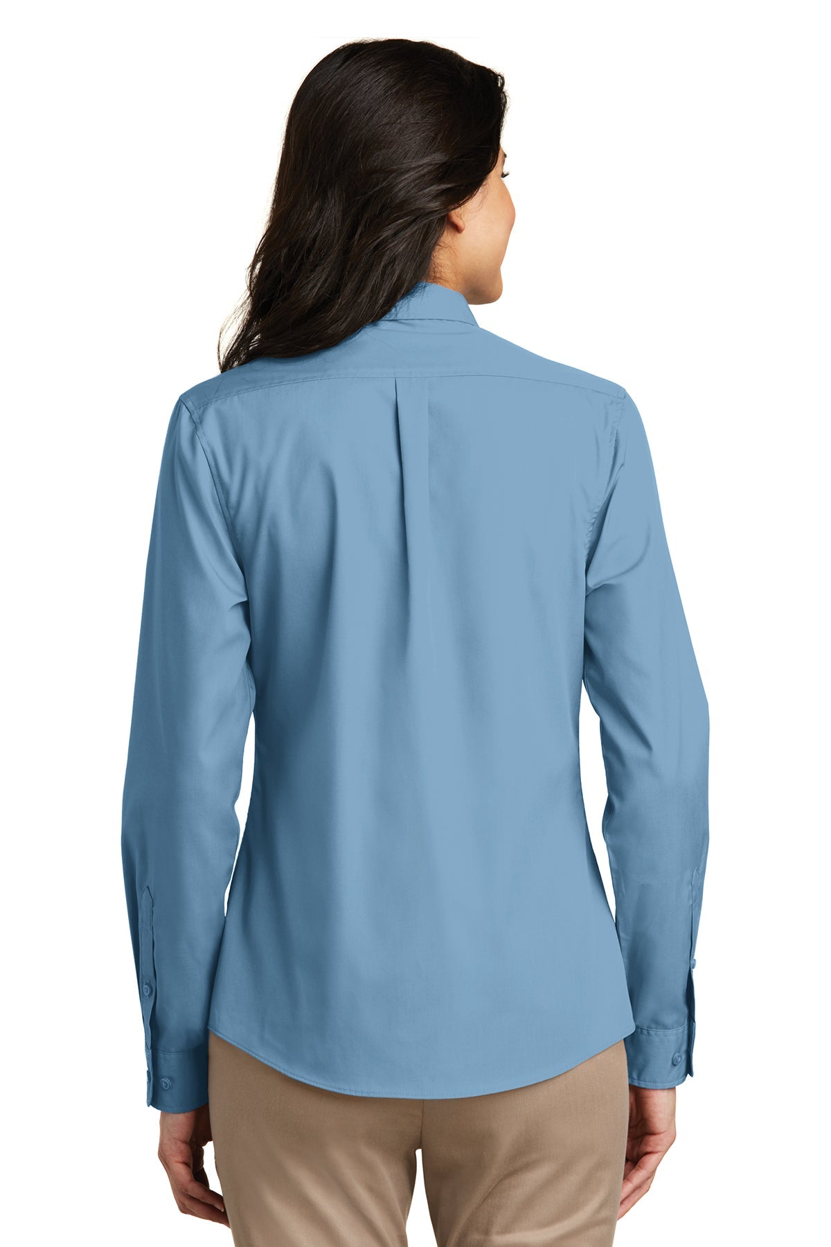 Port Authority Ladies Carefree Poplin Customized Shirts, Carolina Blue [CommStar Credit Union]