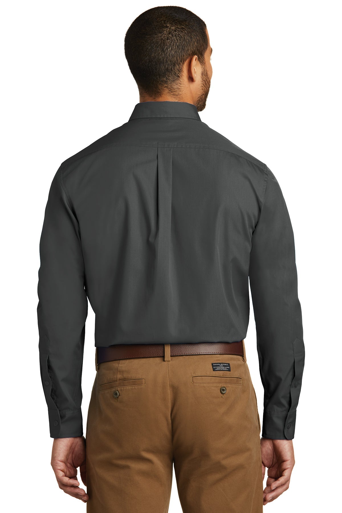Port Authority Carefree Poplin Custom Shirts, Graphite [Powell's Plumbing LLC]