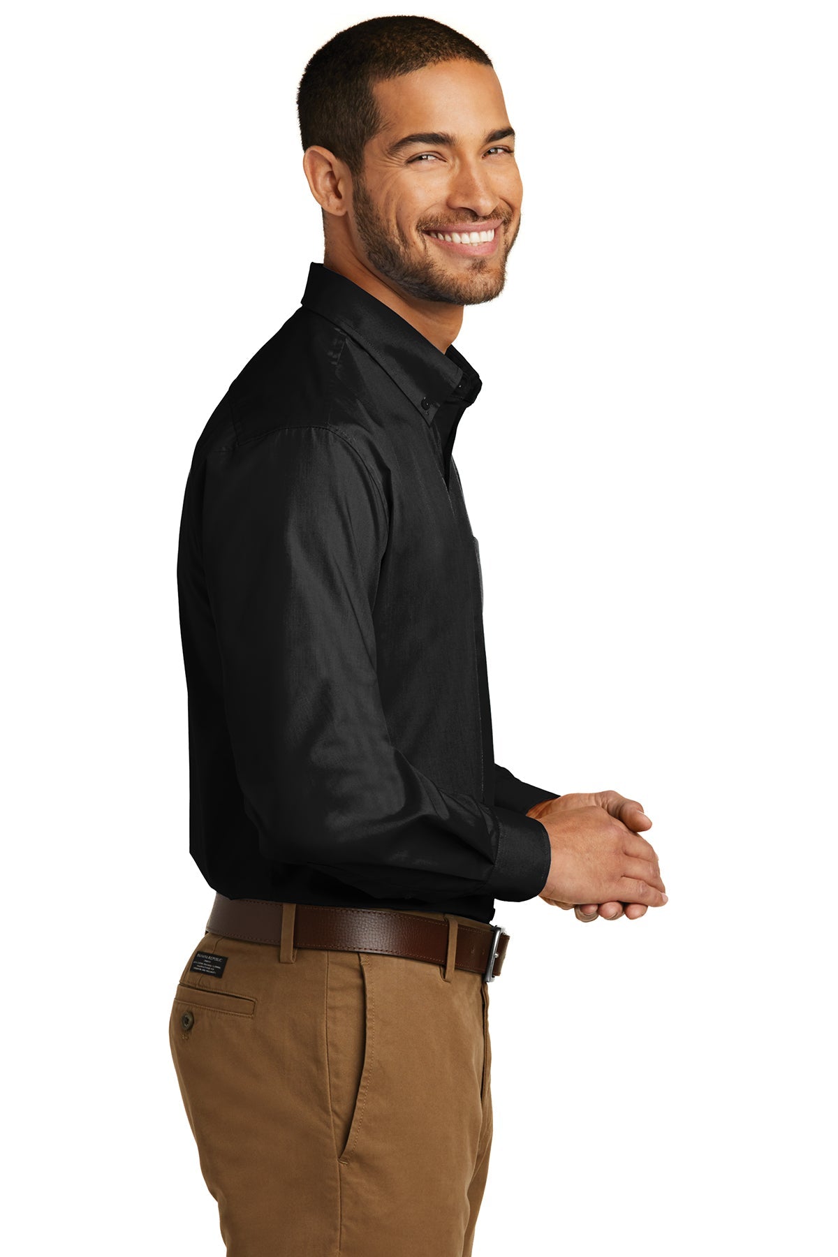 Port Authority Tall Carefree Poplin Custom Shirts, Deep Black [TruNorthern]