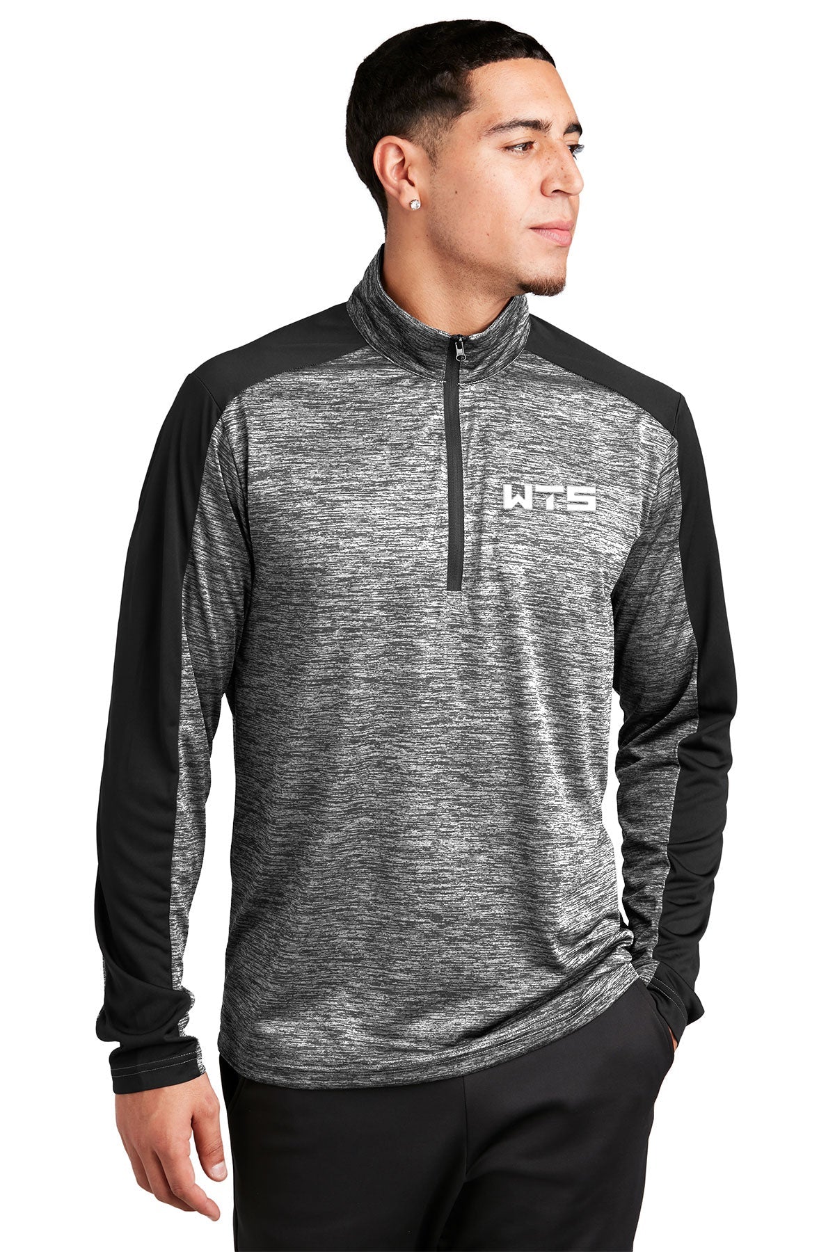 Sport-Tek PosiCharge Electric Heather Colorblock 1/4-Zip Pullover, Black Electric/ Black [WTS]