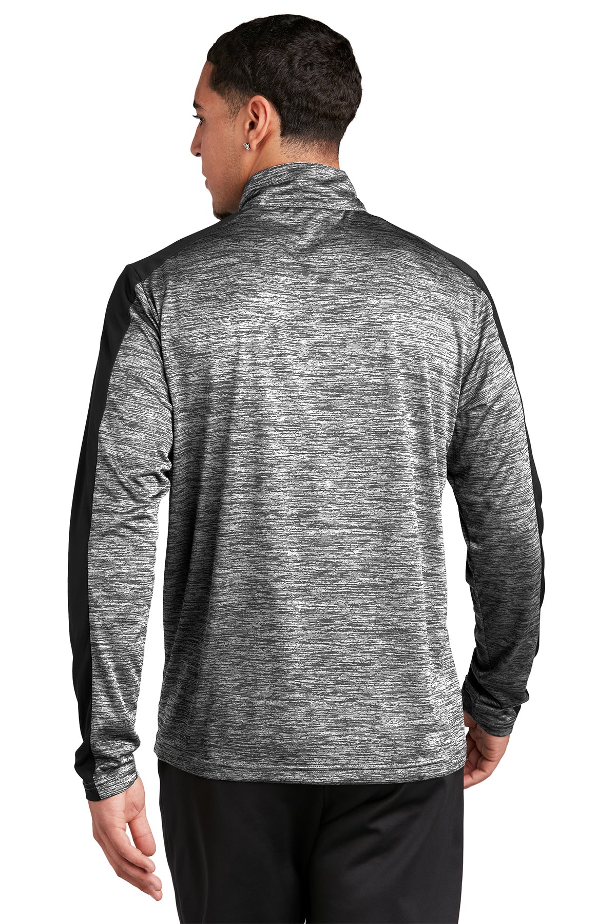 Sport-Tek PosiCharge Electric Heather Colorblock Branded 1/4-Zip Pullovers, Black Electric/ Black [WTS]