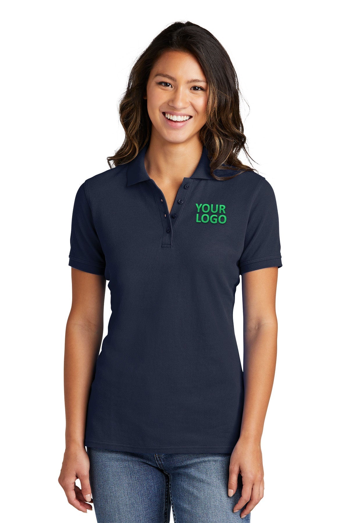 Port & Company Ladies Ring Spun Customized Polos, Deep Navy [AllEarth Renewables]