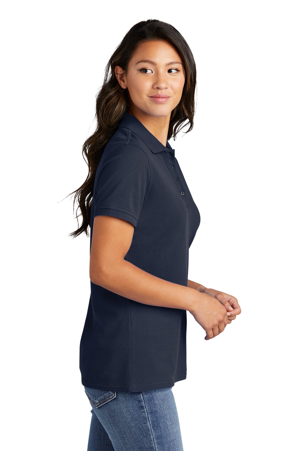 Port & Company Ladies Ring Spun Customized Polos, Deep Navy [AllEarth Renewables]