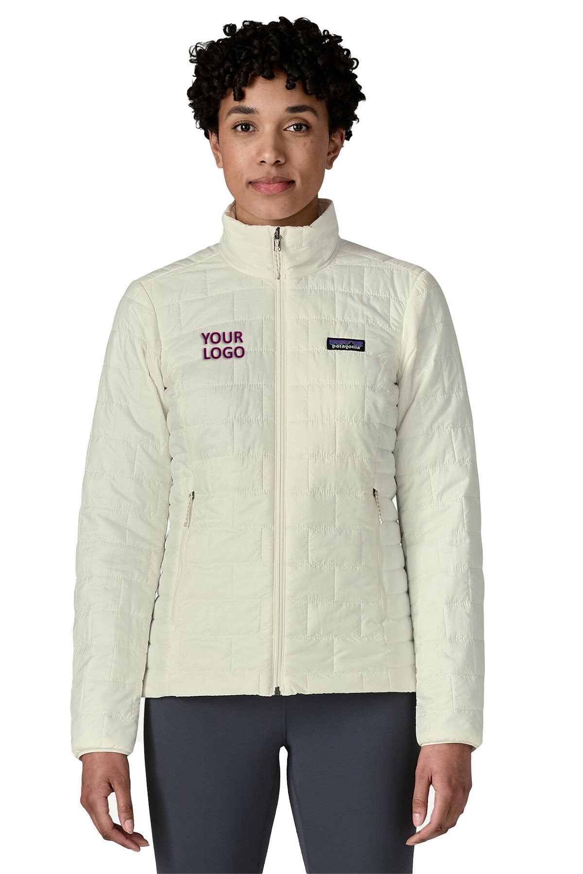 Patagonia Womens Nano Puff Custom Jackets, Birch White