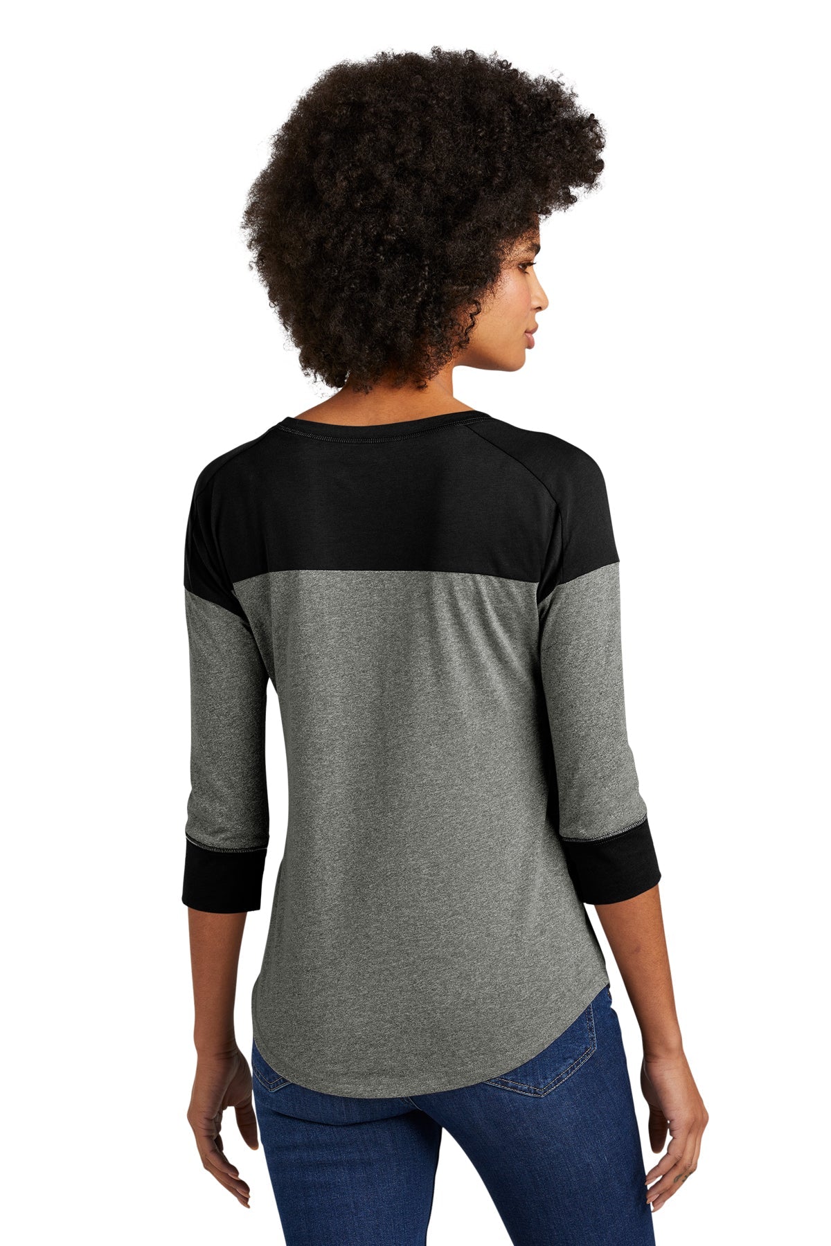 New Era Ladies Heritage Blend 3/4-Sleeve Baseball Printed Tee's, Black/ Black Twist [Blue Ridge Axe]