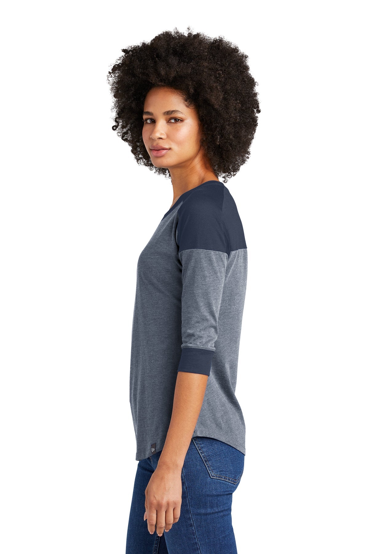 New Era Ladies Heritage Blend 3/4-Sleeve Baseball Printed Tee's, True Navy/True Navy Twist [Real8 Group]