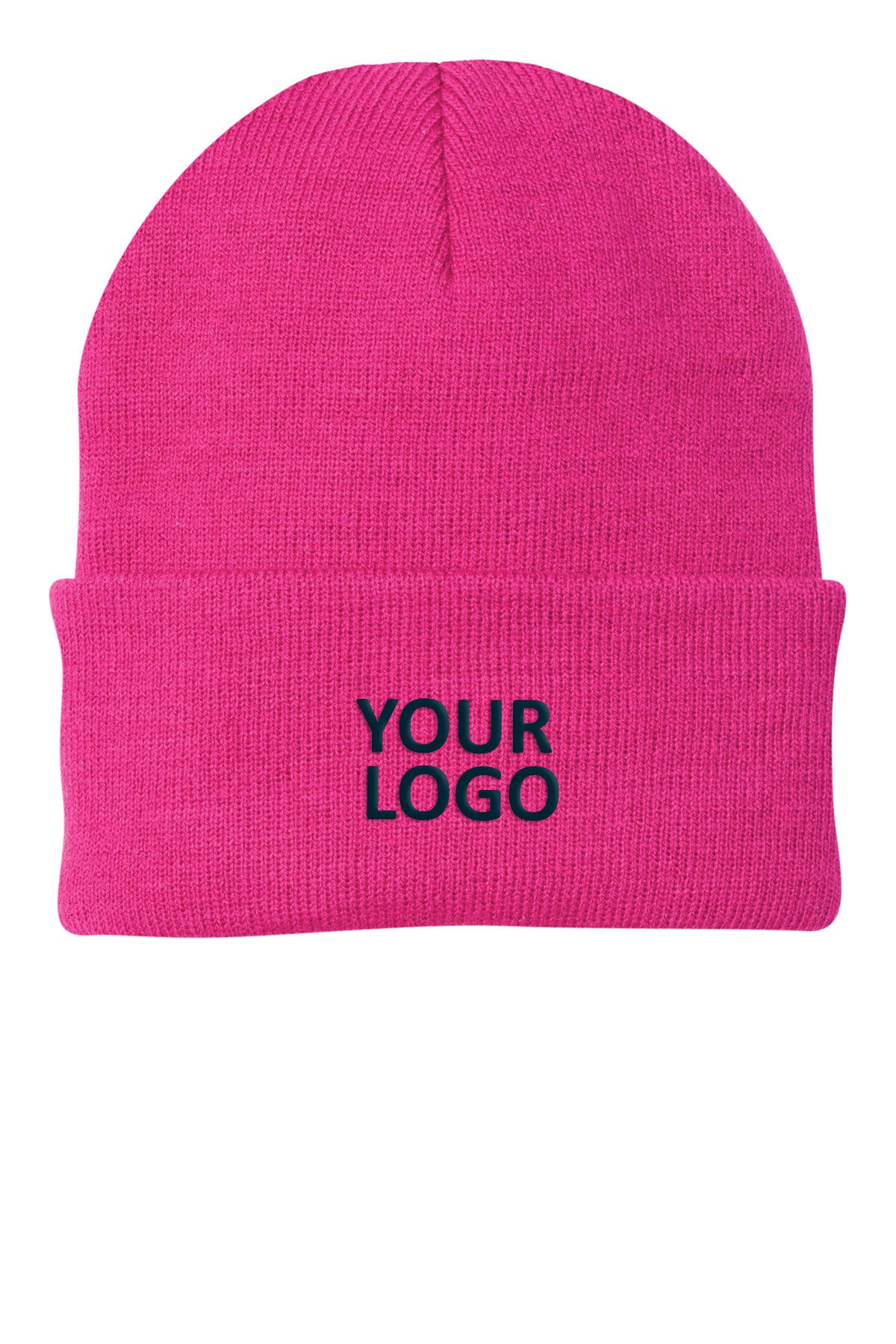 Port & Company Custom Knit Caps, Neon Pink Glo