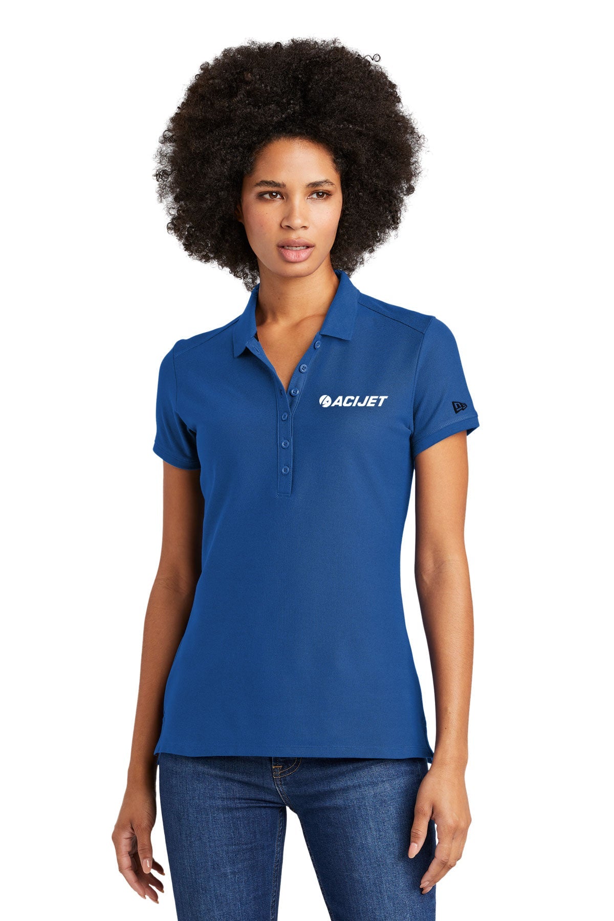 New Era Ladies Venue Home Plate Custom Polos, Royal [ACI Jet Uniforms]