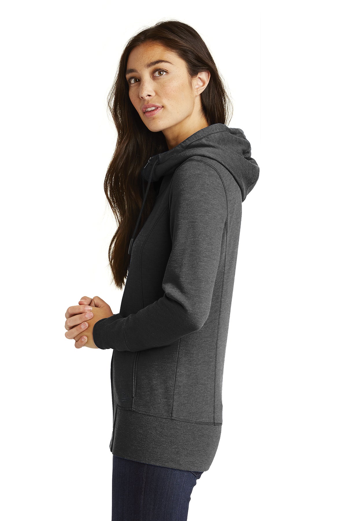 New Era Ladies Tri Blend Fleece Custom Zip Hoodies, Black Heather [Black Diamond Realty]