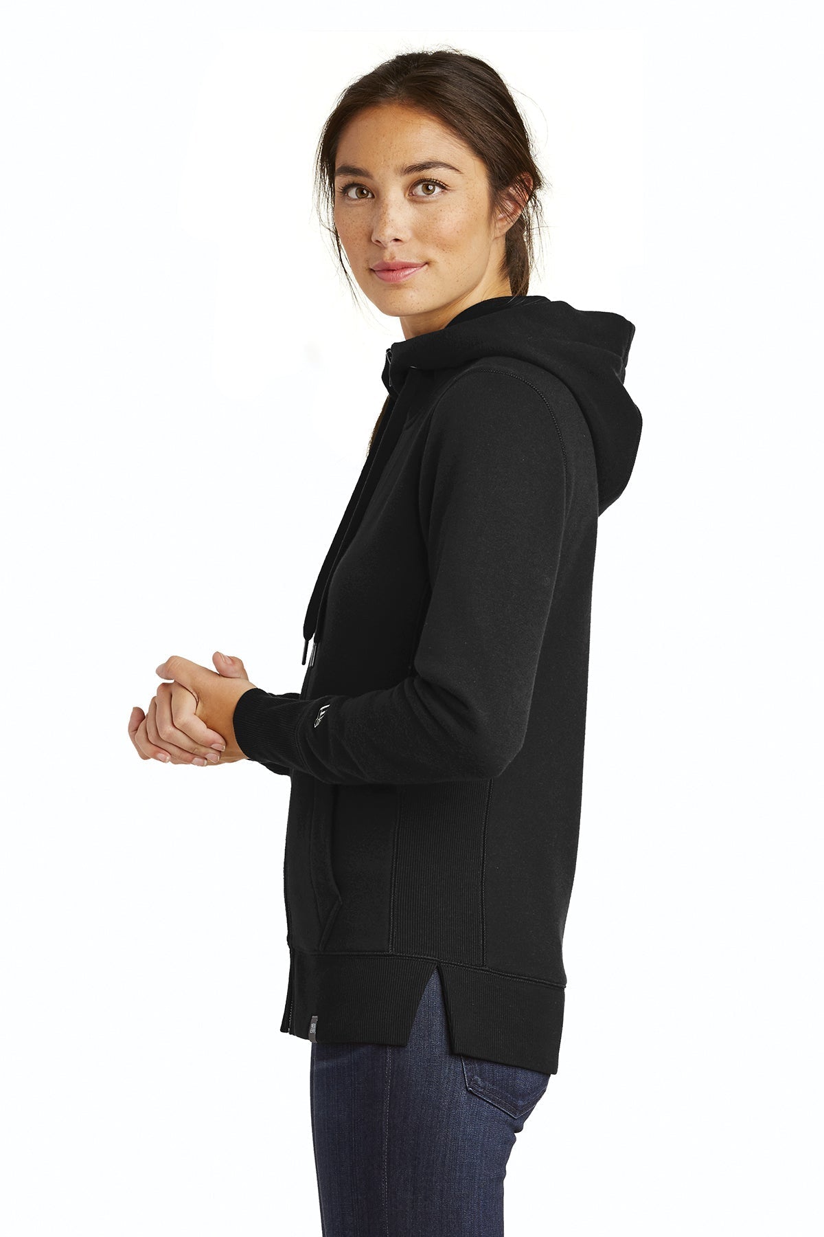 New Era Ladies French Terry Custom Zip Hoodies, Black [Horizontal Talent]