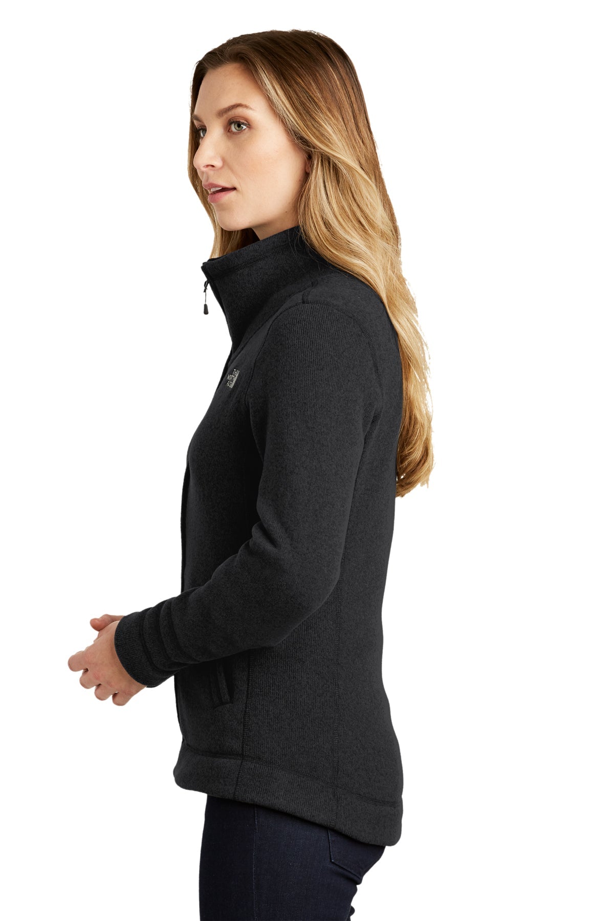 North Face Ladies Sweater Fleece Jacket TNF Black Heather [Zura Bio]
