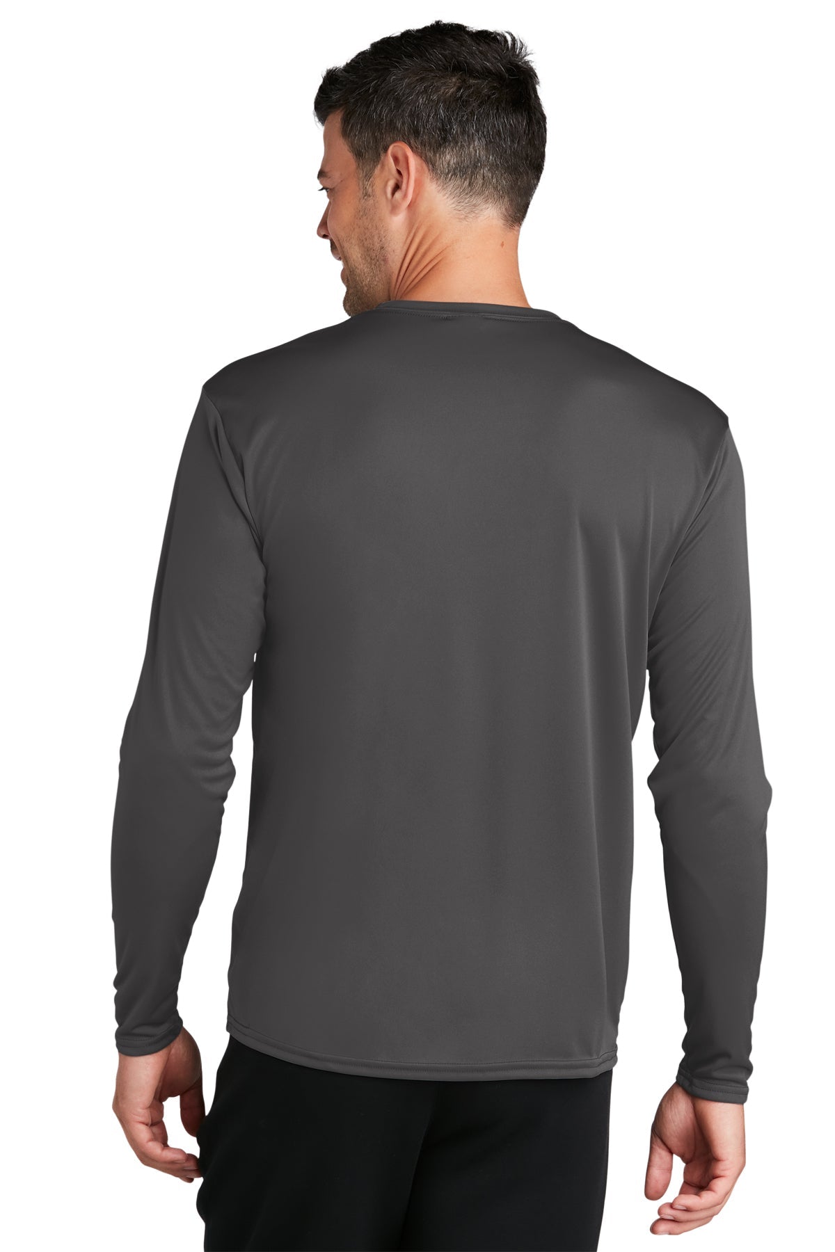 Port & Company Long Sleeve Performance Customized Tee's, Charcoal [Valley Internet]