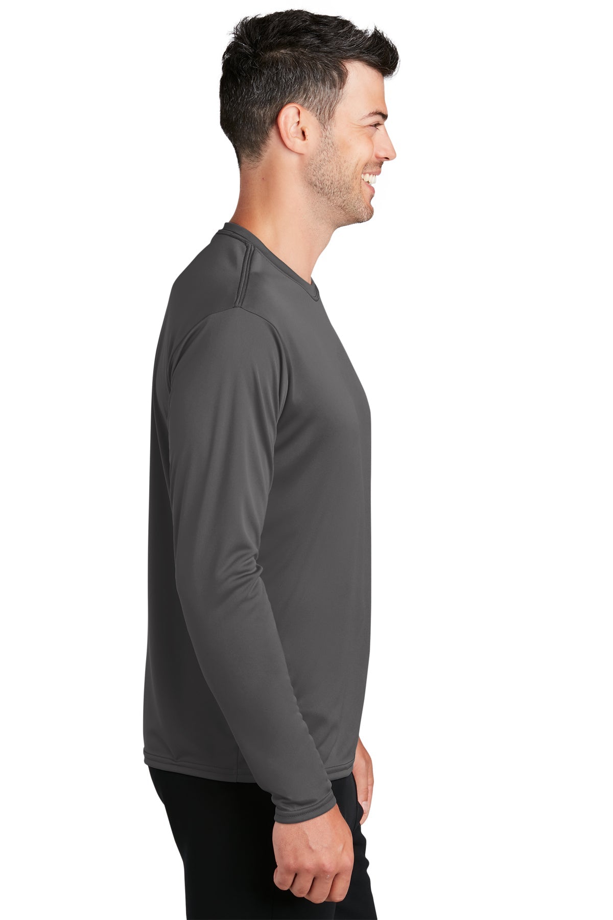 Port & Company Long Sleeve Performance Customized Tee's, Charcoal [Valley Internet]