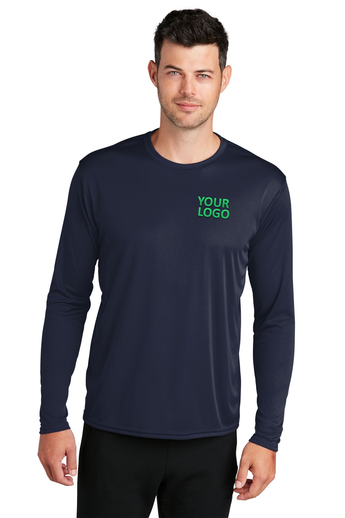 Port & Company Long Sleeve Performance Customized Tee's, Deep Navy [Valley Internet]