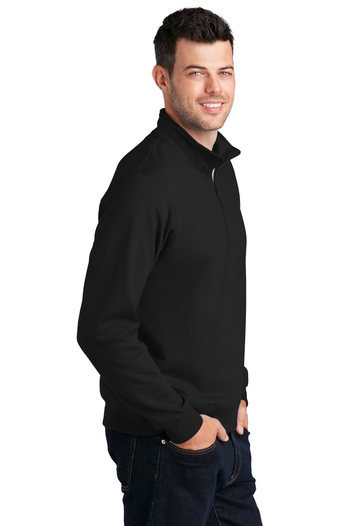 Port & Company Fan Favorite Fleece Customized Quarter Zips, Jet Black [Indiana University School of Medicine]