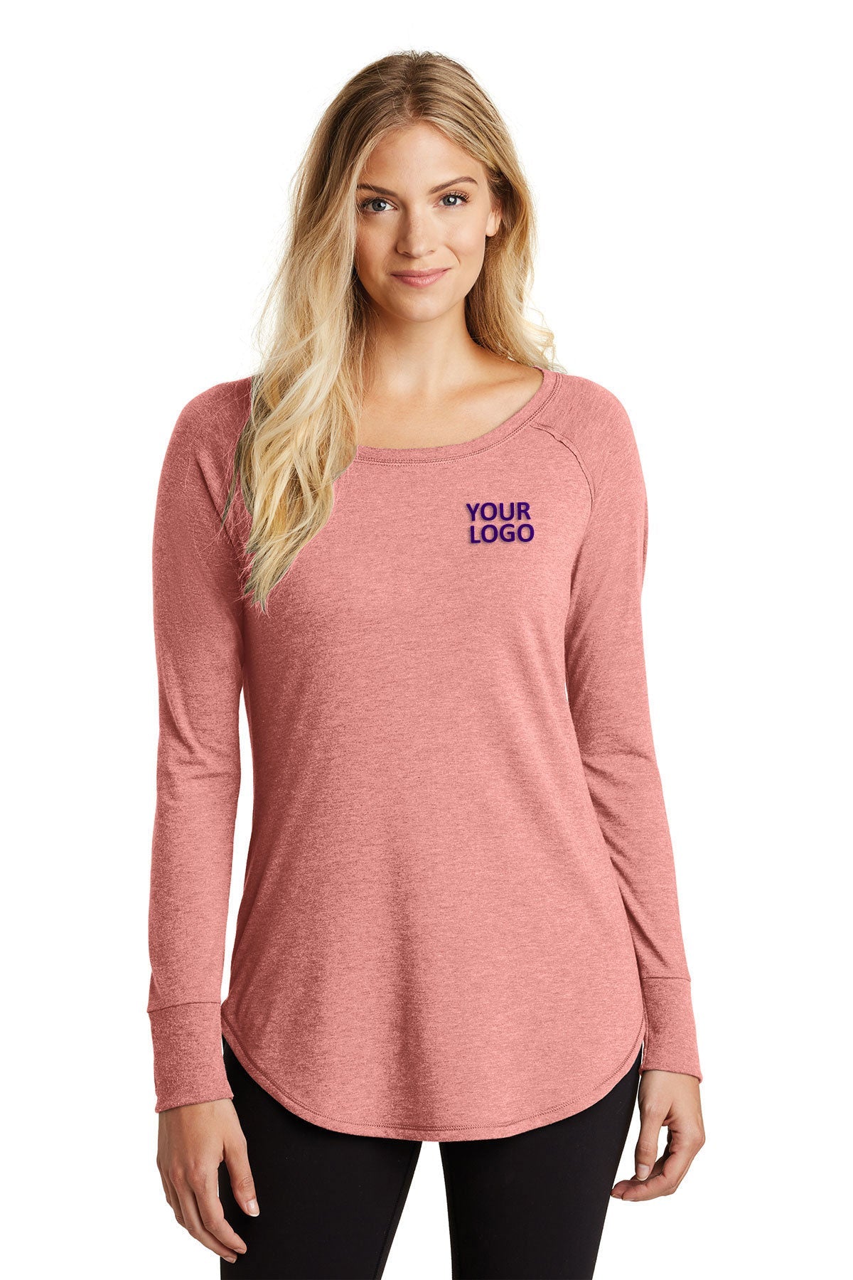 District Made Ladies Perfect Tri Long Sleeves, Blush Frost [CommStar Credit Union]