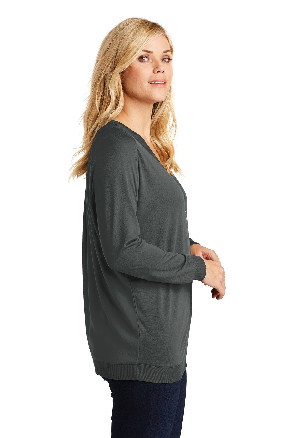 Port Authority Ladies Branded Concept Bomber Cardigans, Grey Smoke [GuidePoint Security]