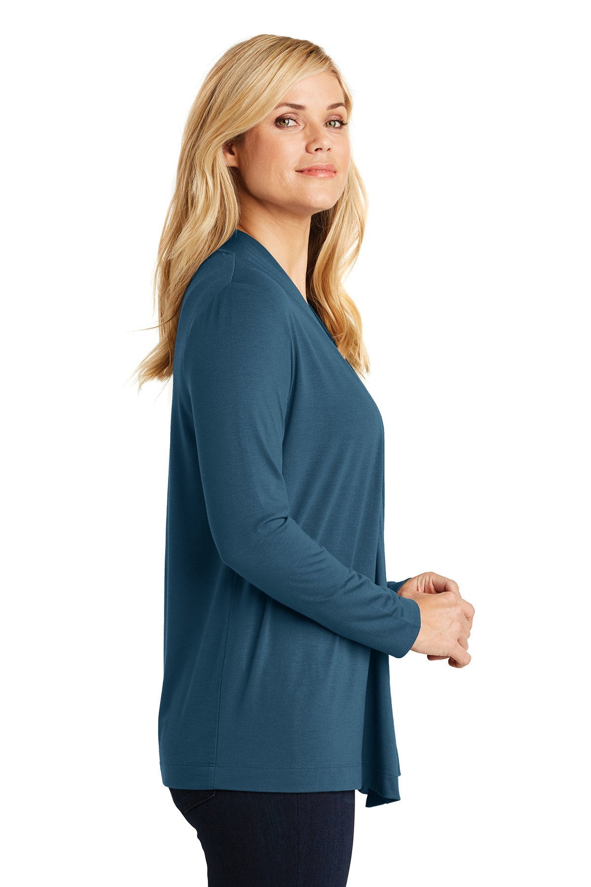Port Authority Ladies Branded Concept Knit Cardigans, Dusty Blue [CommStar Credit Union]