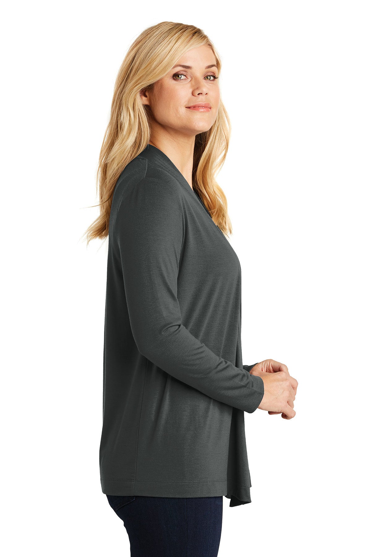 Port Authority Ladies Branded Concept Knit Cardigans, Grey Smoke [Appalachian Heating]