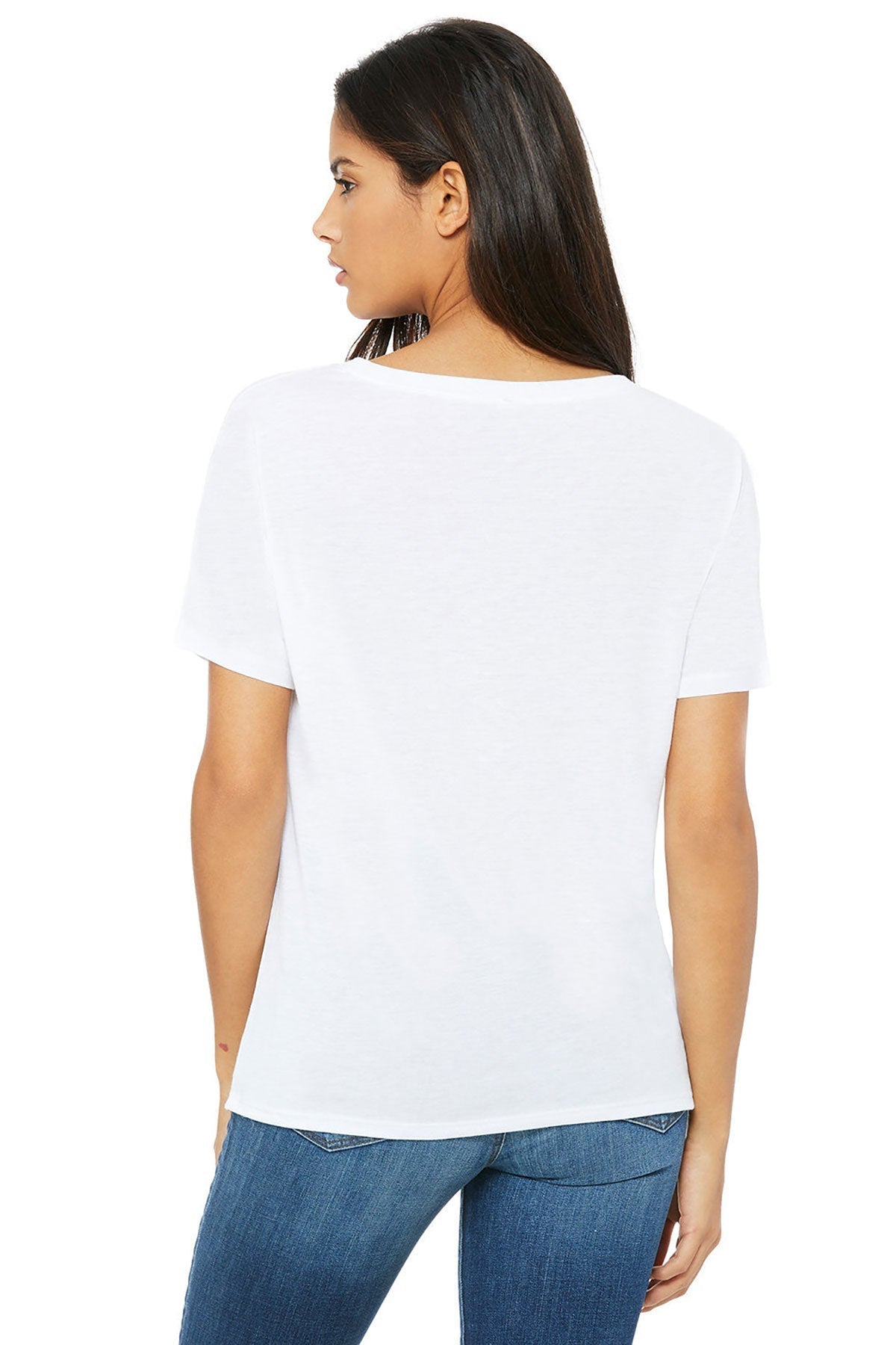Bella Canvas Ladies Slouchy V-Neck T-Shirt, White [Maine State Credit Union]