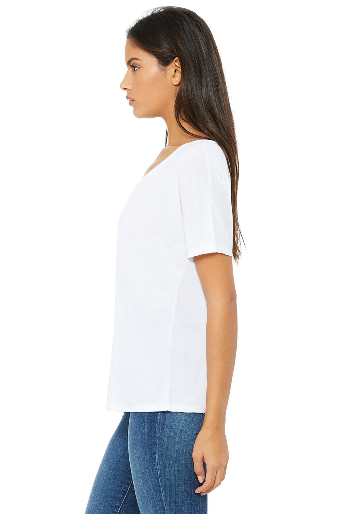 Bella Canvas Ladies Slouchy V-Neck T-Shirt, White [Maine State Credit Union]